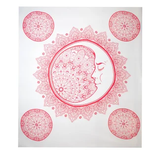 Toalla Playa Grande, Manta Picnic, Manta Playa Grande Mandala, Toallas Playa Grande, Mandala Pared Grande 100% Algodon, Manta/Mantel/Alfombra/Pareo/Tapiz Mandala (210x240cm, Rojo Luna)