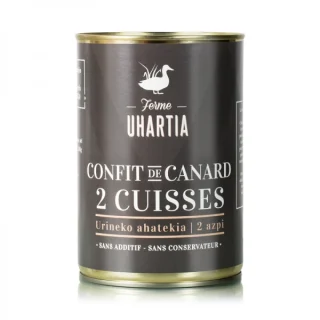 Confit de pato de granja. 2 muslos. LABEL UHARTIA. 500 g
