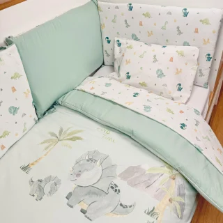 Pack de cuna Dinosaurio - Funda nórdica juego de sábanas y Protector de cuna