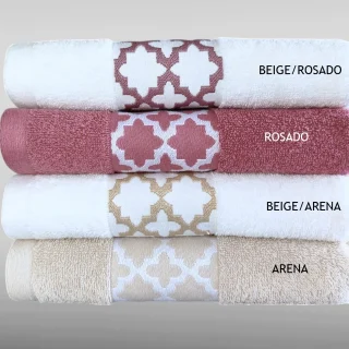 Toalla Económica y de Calidad de 440 gr/m2 de rizo americano con barra de Jacquard. - Serie Azulejo