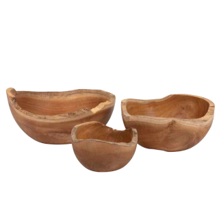 Cuencos orgánicos de madera de teca recuperada