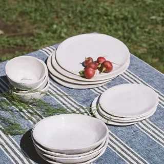 Vajilla artesanal en gres, para 4