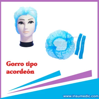 GORRO TIPO ACORDEON PQTE X100 CELESTE-INSUMEDIC