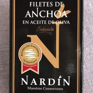 Anchoas Nardín en aceite de oliva. Filetes. Lata pequeña.