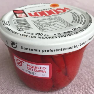 Pimientos del piquillo de Lodosa enteros. Bote de cristal. Extra.