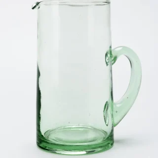 Jarra con asa vidrio soplado verde transparente