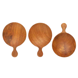 Platillos de Madera con mango- Set de 4 paquetes con 3 platillos de madera