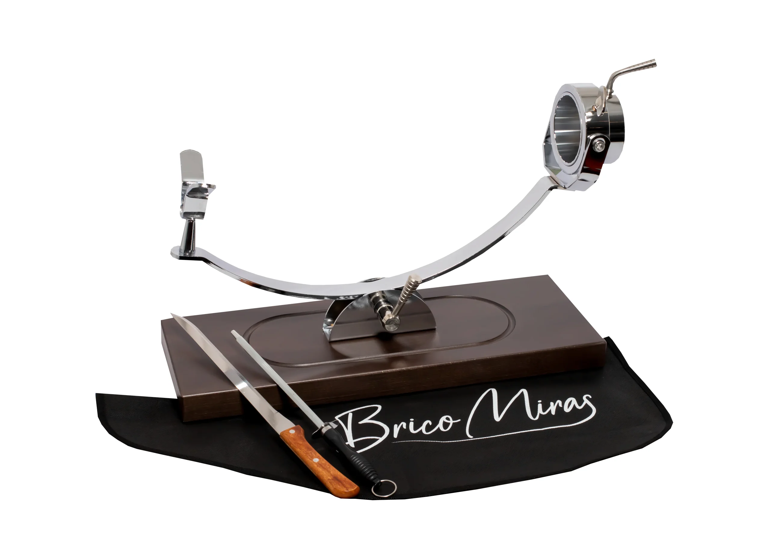 Soporte Jamonero Profesional Modelo Córdoba Basculante y Giratorio | Incluye cuchillo y chaira