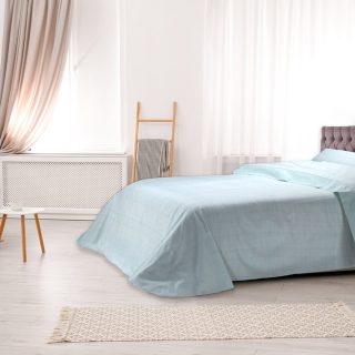 Mora Juego de sabanas estampado de 50% algodón y 50% poliéster, mod. p30 con platabanda de hasta 32 cm. y disponible en todas las medidas.