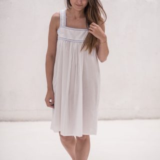 Camisón de mujer con vainica y encaje bordado – Modelo Buganvilla