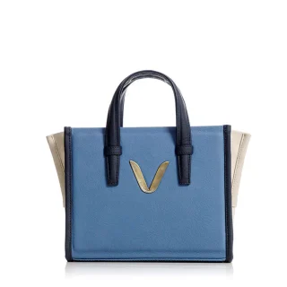 CARTERA PARA MUJER VERSALLES AZUL EN CUERO VEGANO CON CARGADERA REMOVIBLE