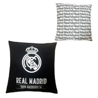 Cojín oficial Real Madrid 40×40 cm: diseño doble, calidad y estilo único