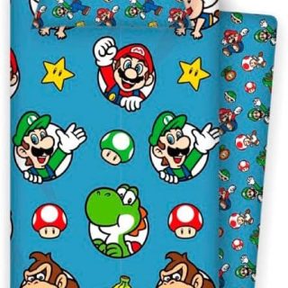 SUPER MARIO, Sábanas Super Mario Bros: Aventuras Nocturnas con Mario, Luigi y Amigos para Camas de 90 cm.