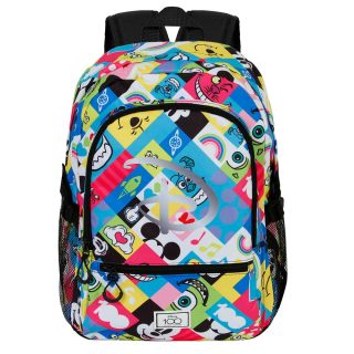 Disney Mochila aniversario Disney 100 Collage-Fight FAN 2.0, Multicolor para adolescentes seguidores del mundo Disney.