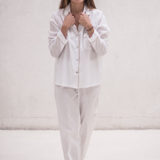 Pijama largo camisero para mujer con vivo de diferentes colores – Modelo Iris