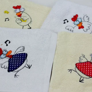 Set de 4 paños cocina estampados – Reutilizables y resistentes al lavado - Paños Gallinas