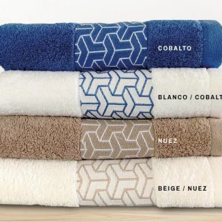 Toalla Económica y de Calidad de 440 gr/m2 de rizo americano con barra de Jacquard. - Serie Origen